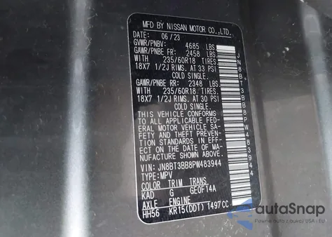 2023 Nissan Rogue Sv Intelligent Awd from USA, damaged, VIN JN8BT3BB8PW483944